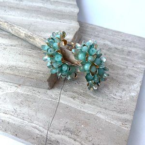 NEW~ Anthropologie Turquoise Flower Cluster Hoop Earrings